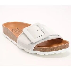 New Miz Mooz Reiko Leather Buckled Slide Sandals White Comfort EU 42 US 10.5-11